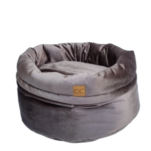 Luxe velvet hondenmand taupe