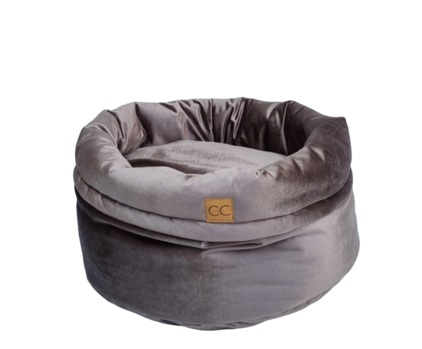 Luxe velvet hondenmand taupe