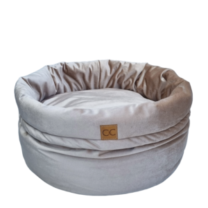 Luxe velvet hondenmand champagne