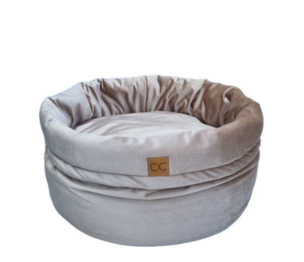 Luxe velvet hondenmand champagne
