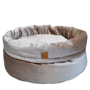 Luxe velvet hondenmand champagne