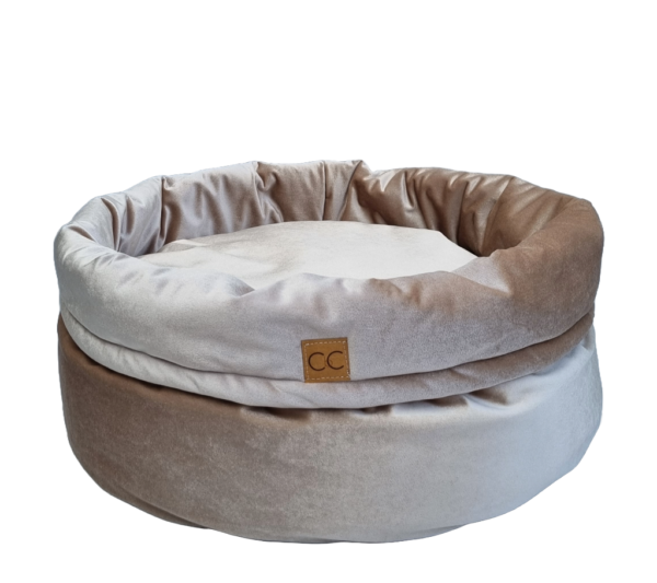 Luxe velvet hondenmand champagne