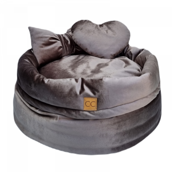 Luxe velvet hondenmand taupe
