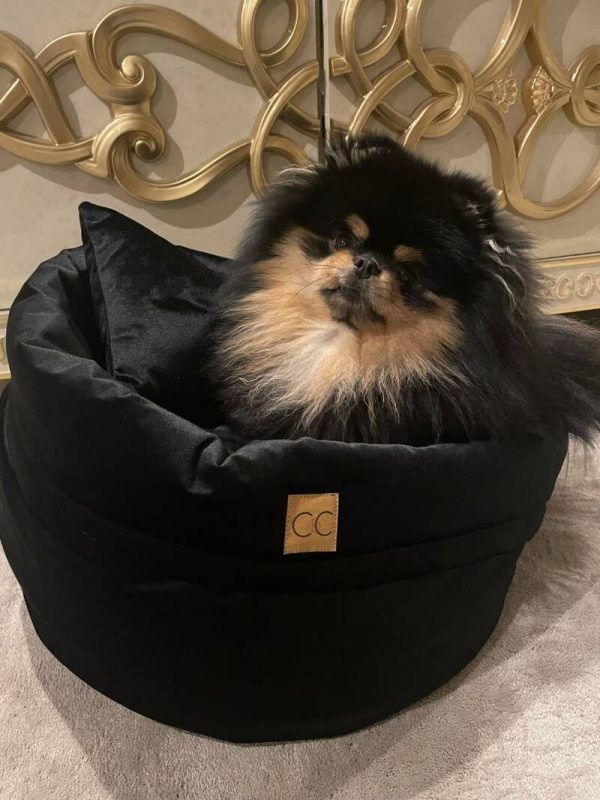 Luxe velvet hondenmand zwart