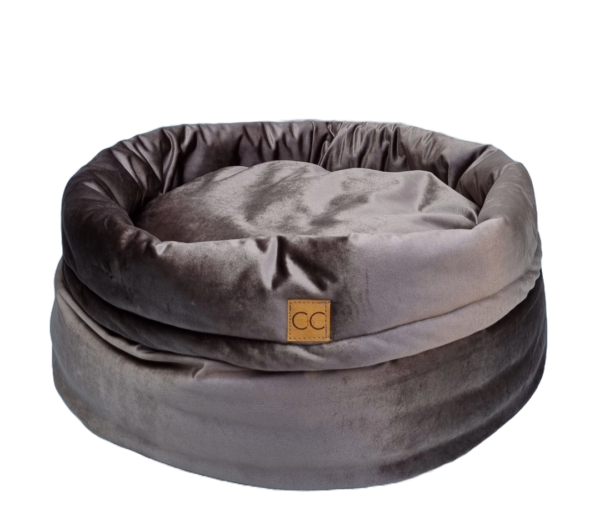 Luxe velvet hondenmand taupe
