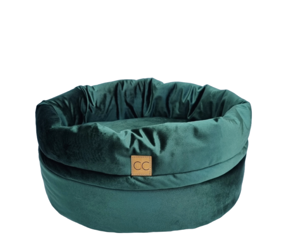 Luxe velvet hondenmand groen