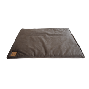 Velvet taupe multi plaid hondenmat hondendeken
